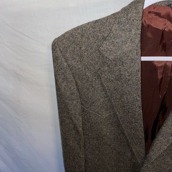 Pagano West Men’s Smoking Jacket Size 38L Brown Wool Going Out Party Event Fun - Picture 5 of 12